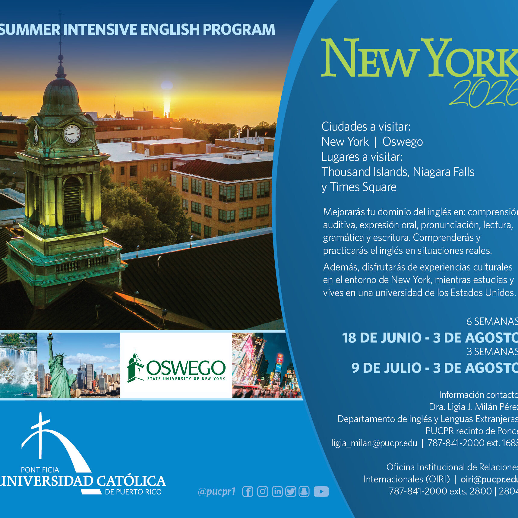 Viaje Académico Inglés Oswego 2026